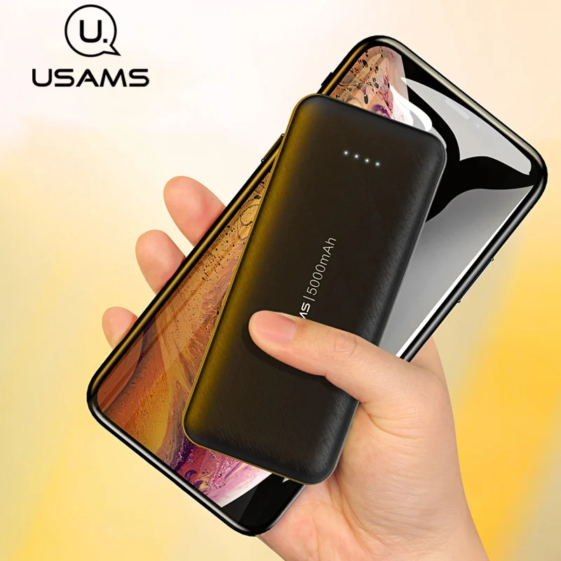 USAMS mi ni power Bank 5000 мАч портативное зарядное устройство USB PoverBank Внешнее для iPhone Xiaomi