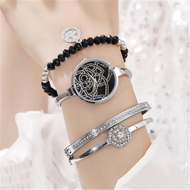 Часы женские кварцевые в цветочек 4 шт./комплект|Женские наручные часы| |