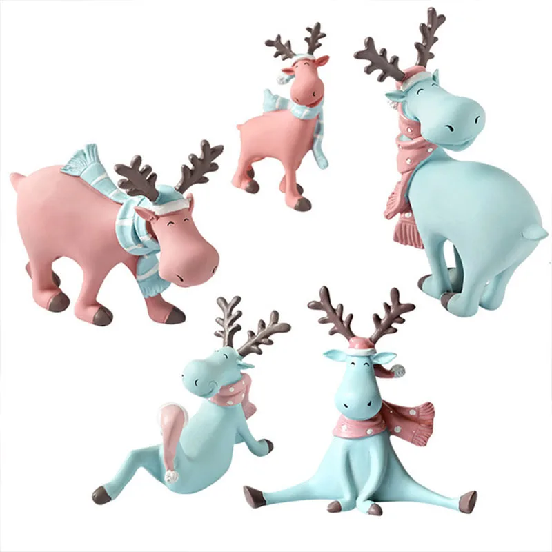

Nordic Creative Smile Reindeer Sculpture Home Decoration Accessories Retro Modern Art Animal Statue Room Craft Figurine Gift