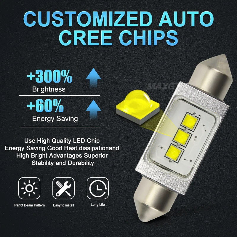 2 шт. Автомобильные светодиодные лампы C5W 15 Вт 12 В 31/36/39/41 мм|car interior dome light|12v led lights