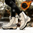 Зима; Теплые плюшевые ботинки; Женские кроссовки; Обувь с высоким берцем и Уличная обувь с бархатом для снежной погоды женская обувь из водонепроницаемого материала; Обувь из материала на основе хлопка для женщин размера плюс