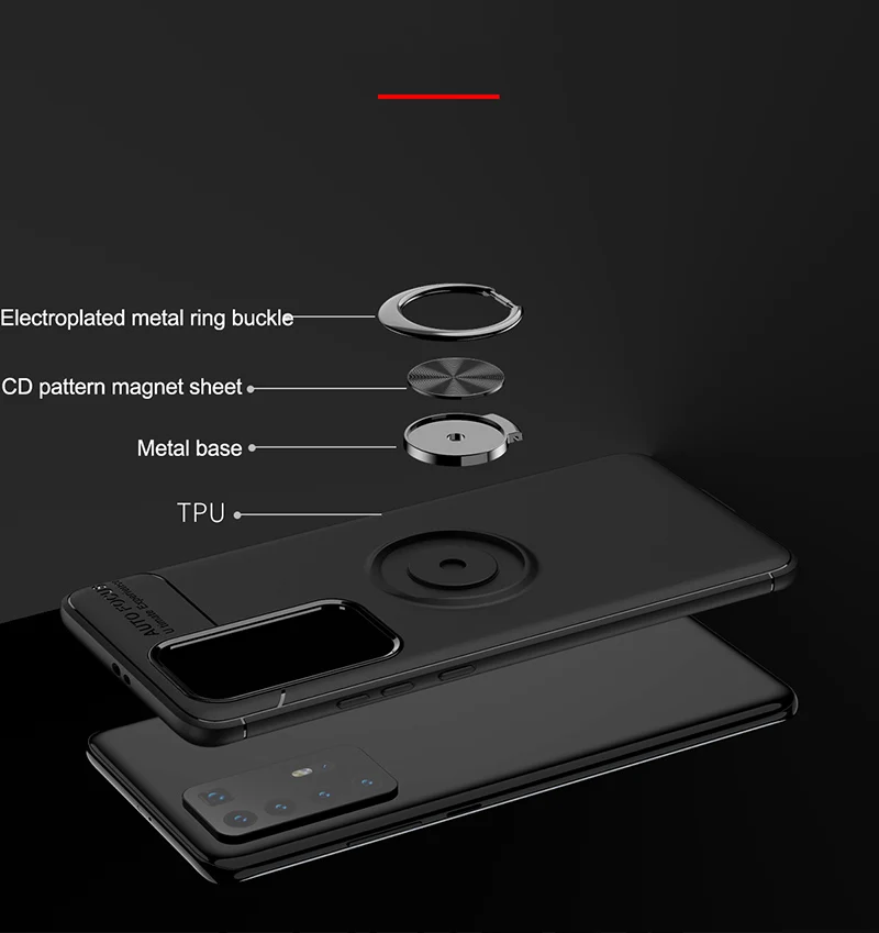

For Huawei P40 Lite P30 Pro Case Magnetic Metal Ring Car Holder Soft Cover For Huawei P20 Honor 20 V30 Mate 30 20 Lite Nova 5t