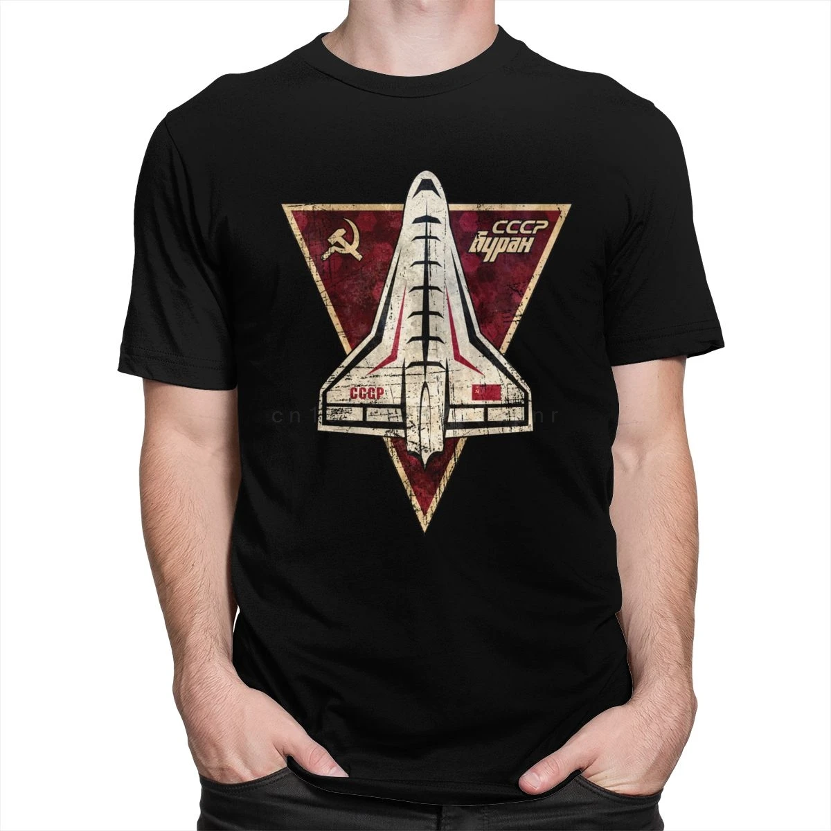 Ретро CCCP Buran Space Shuttle футболка мужская с коротким рукавом хлопковая Футболка