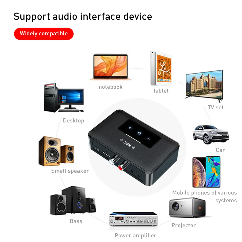 

NFC BT19 Audio Transmitter Receiver Adapter Bluetooth 5.0 Stereo USB AUX 3.5MM Jack For TV PC Car Kit Wireless Adapter