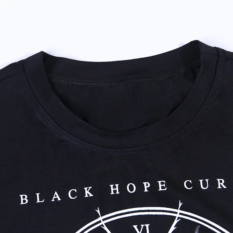 

Black Goth Woman T-shirts O Neck Short Sleeve Tshirt Gothic Punk Basic Fashion Cool Hipster Hip-hop Top Print 2020 Lady Jersey