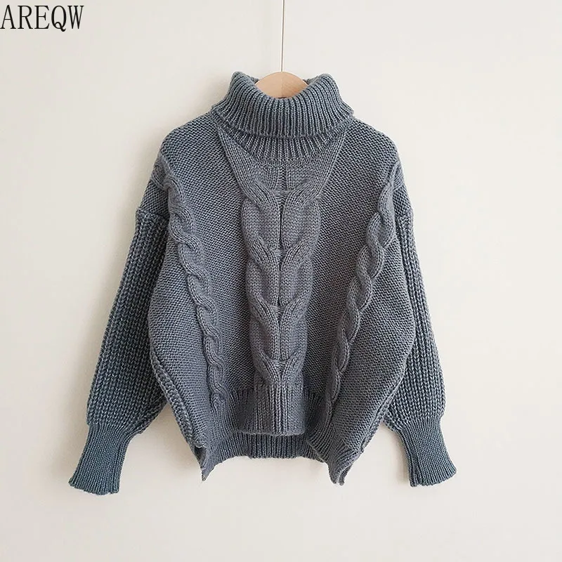 Thicken Pullover Sweater Twisted Turtleneck Knitted Jumper Autumn Winter Warm Knit Pullovers Oversize Woman Korean Tops | Женская одежда