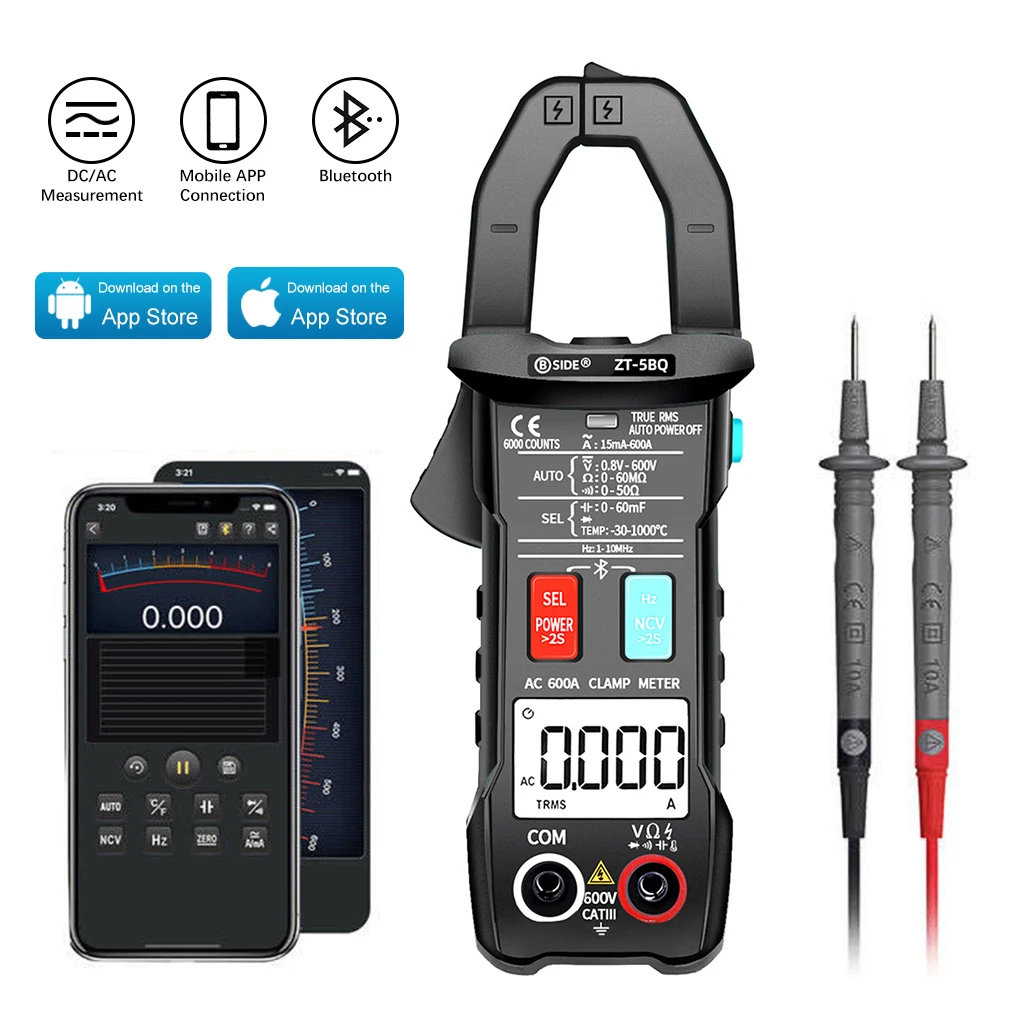 Bluetooth клещи мультиметр ЖК-цифровой измеритель тока амперометрический