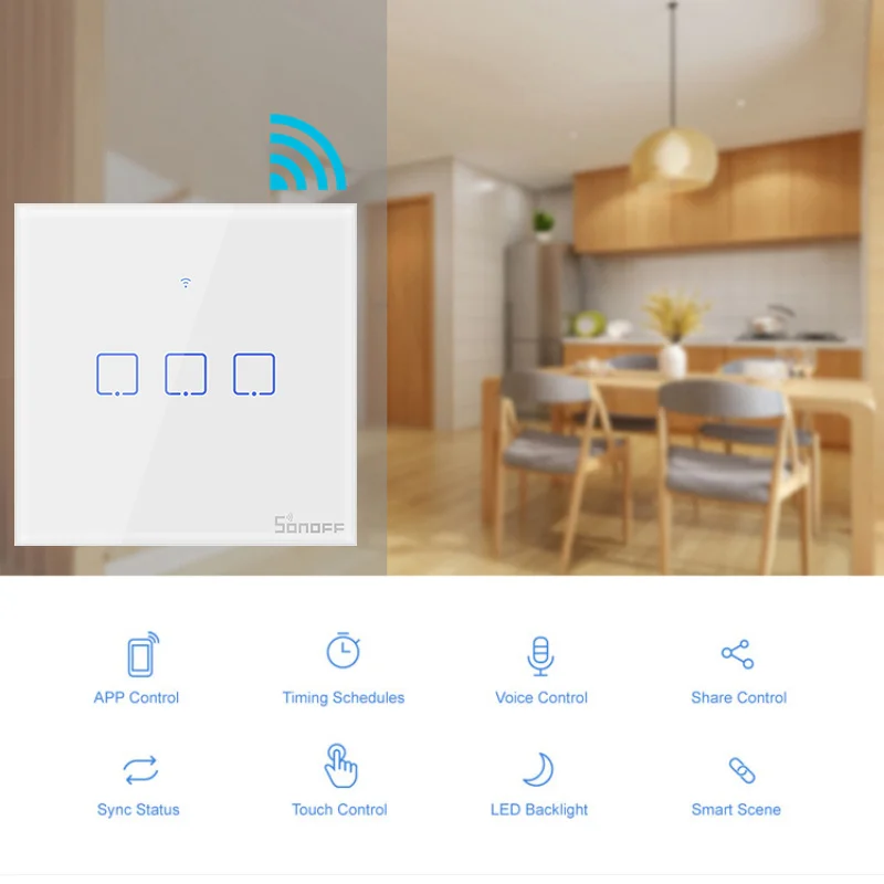 SONOFF T1 T2 T3 TX Умный дом Wifi сенсорный настенный светильник переключатель лампы US/UK/EU