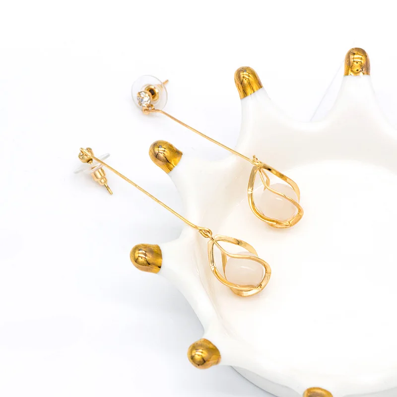 Женские серьги с розовым камнем и кристаллами в Корейском стиле модные милые