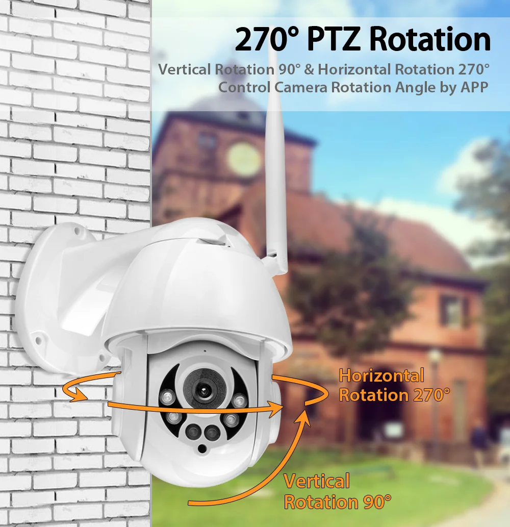 1080P FHD Беспроводная PTZ WiFi IP камера 4 кратный зум обнаружение движения