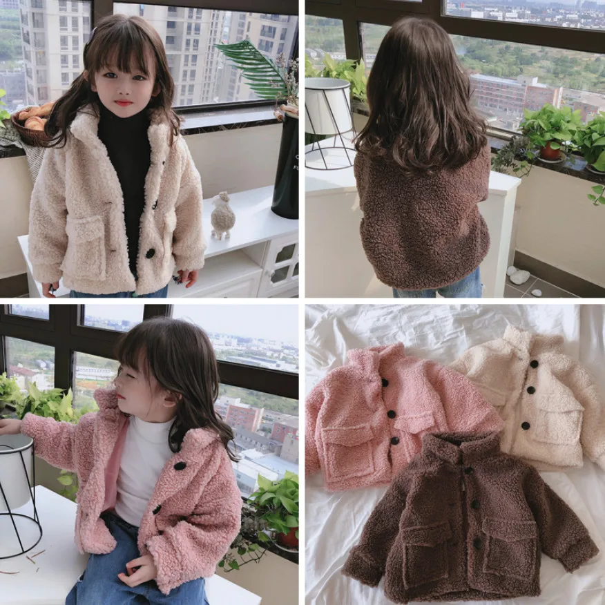 Зимние плюшевые пальто для маленьких девочек куртки флисовая утепленная теплая