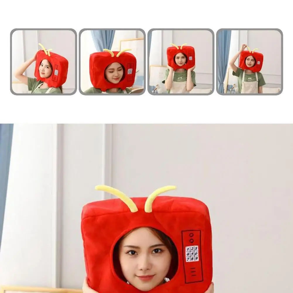 

PP Cotton Cute Television Shaped Doll Headgear Eye-catching Costume Hats Comfortable for Girl
