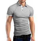 Рубашка-поло мужская с отложным воротником, приталенная Повседневная дышащая футболка, деловой однотонный топ с короткими рукавами, лето 2019