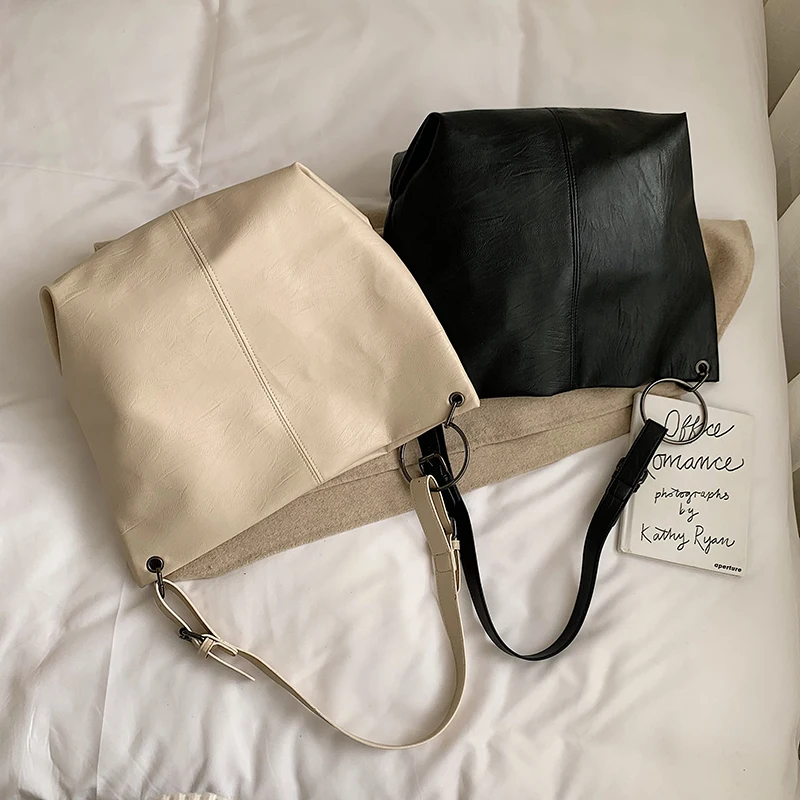 Модная сумка через плечо для женщин 2020 Большая вместительная одноцветная