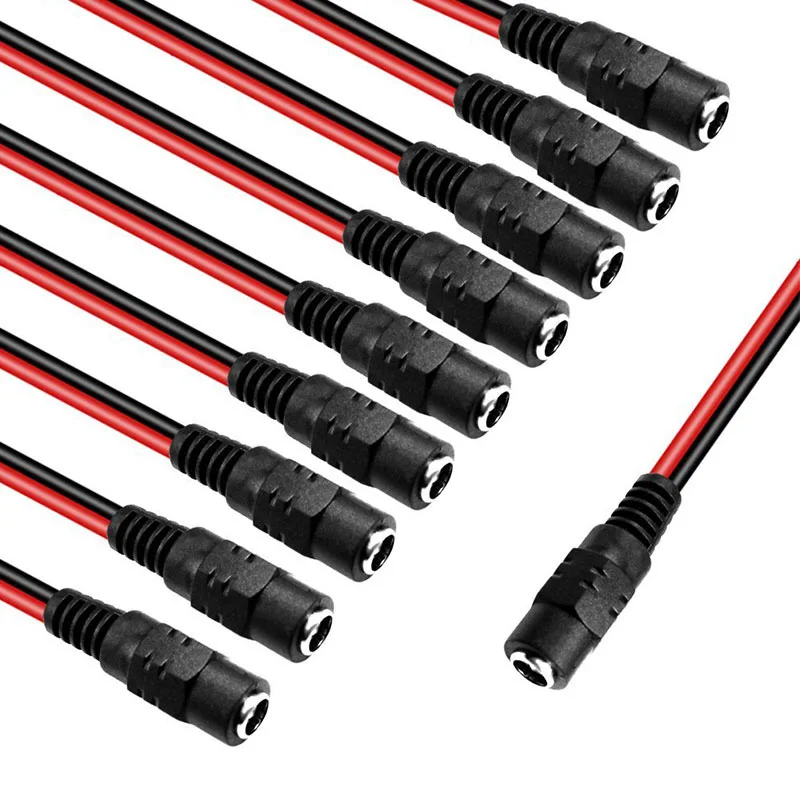 

20PCS Power Pigtail Male Plug & Female Jack DC 12V Adapter 5.5*2.1mm Power Supply Cord for AHD IP Security Camera System