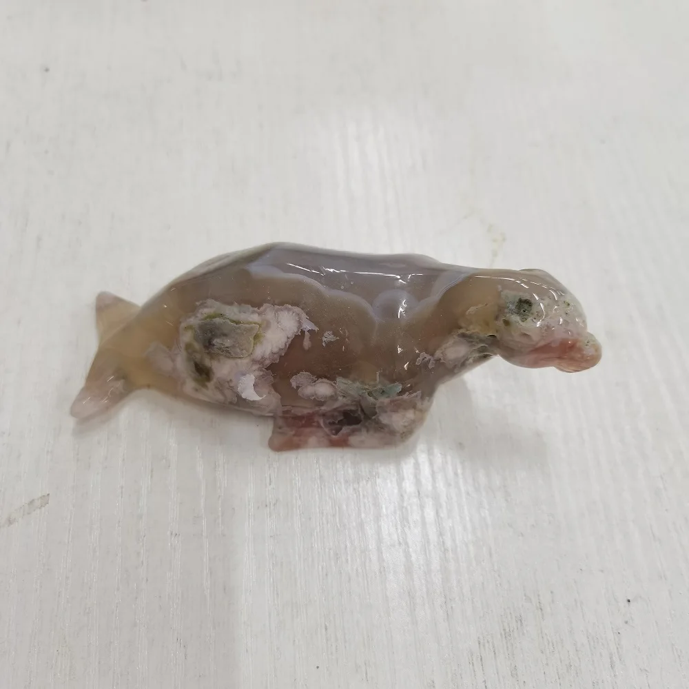 

Natural Crystal Animals, Hand-Carved Sakura Agate Sea Lions, Healing Reiki Mineral Quartz, Home decor gifts