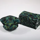 Маска для лица одноразовая для взрослых, Военная Зеленая камуфляжная принтиновая 3-слойная дышащая Пыленепроницаемая, 102050 шт.