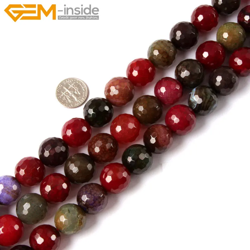 

Драгоценный камень внутри 6-18 мм натуральный модный смешанный цвет Агаты бусины для изготовления ювелирных изделий Круглые граненые много ...