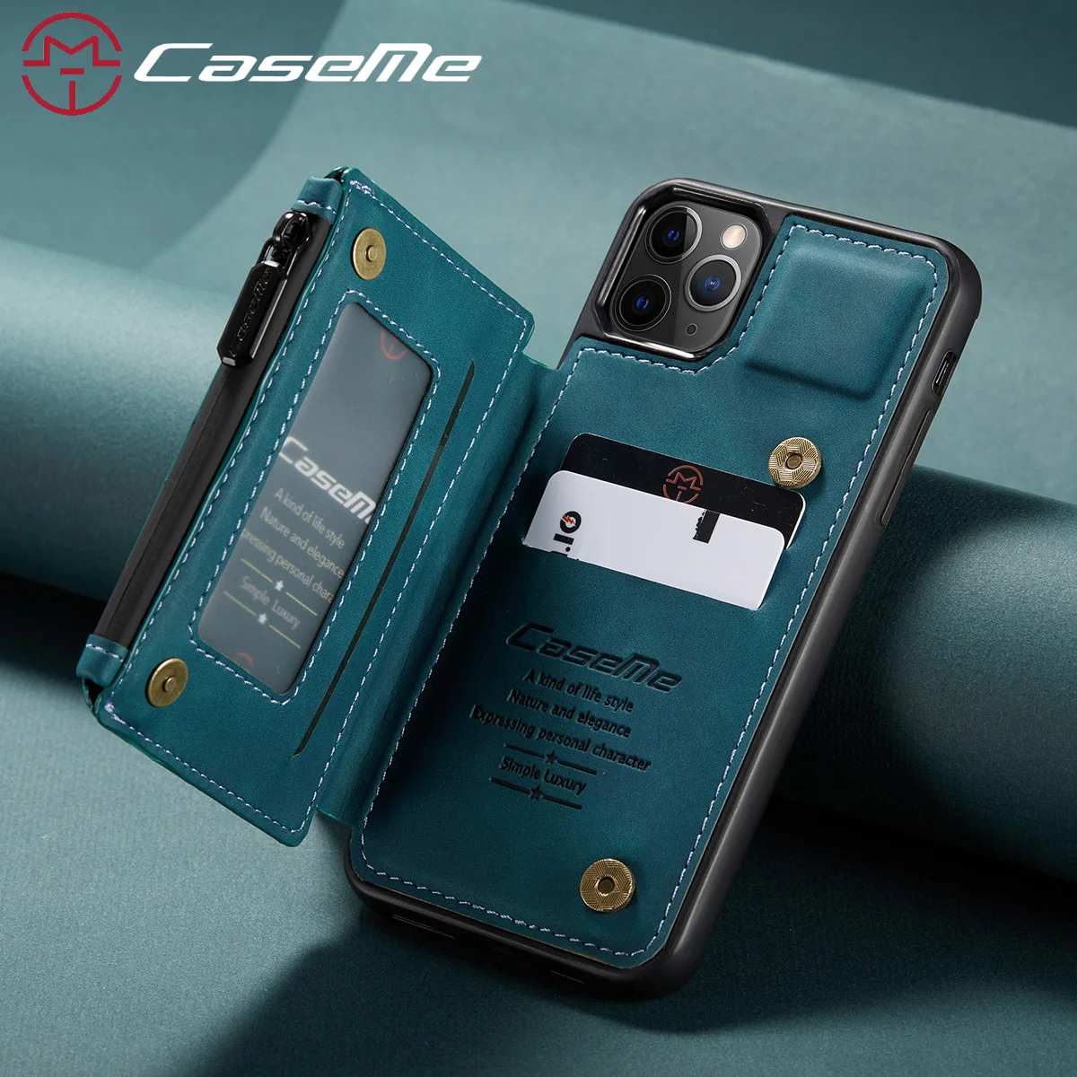 Для iPhone 11 Pro Max X XR Xs кожаный чехол CaseMe Ретро задний Чехол с отделениями для карт на