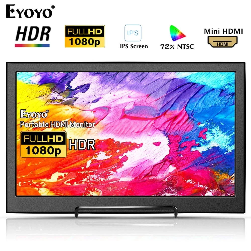 저렴한 Eyoyo-EM13F 13.3 인치 HDR 휴대용 게임 모니터 FHD 1920x1080 IPS 듀얼 미니 HDMI LCD 화면 디스플레이, 노트북 PC Xbox 스위치 PS4