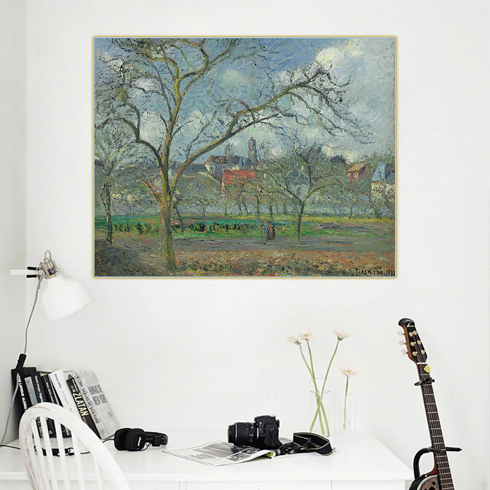Цитон Camille Pissarro Orchard Of Saint Ouen Laumone In Winter Pontoise Canvas Холст Картина маслом Декор для стен