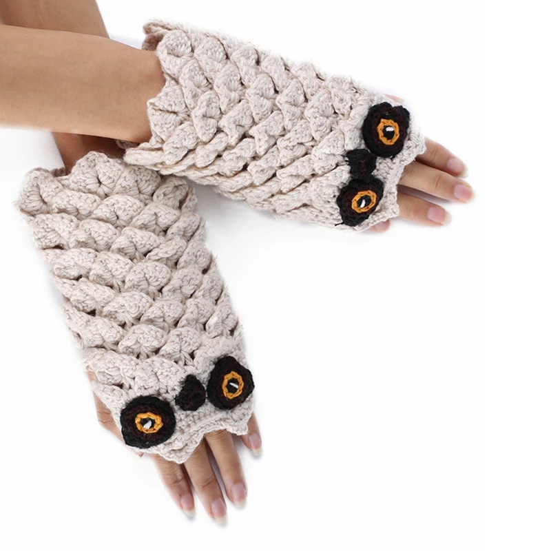 

Мультфильм Сова перчатки зимние теплые вязаные утепленные женские перчатки без пальцев, ручная работа, студентов, пишущих милые аксессуары...