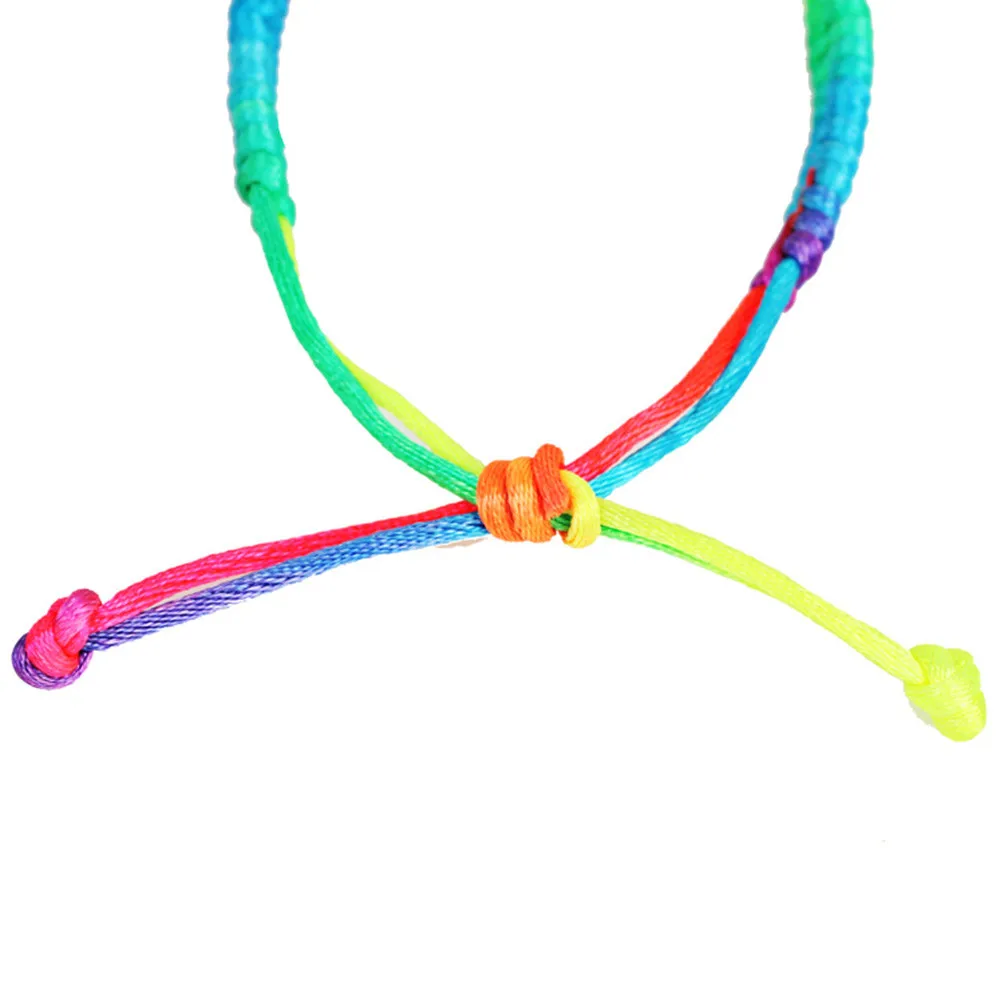 

Fashion Women Valentine's Day Popular Multicolor Rainbow Fluorescent Color Braided Chain Bracelet