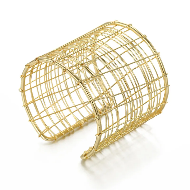 

1PC New Eueopean Geometric Leaf Open Cuff Bracelets Bangle For Womens Men Punk Geometric Hollow Maxi Bracelet Male Jewelry B48