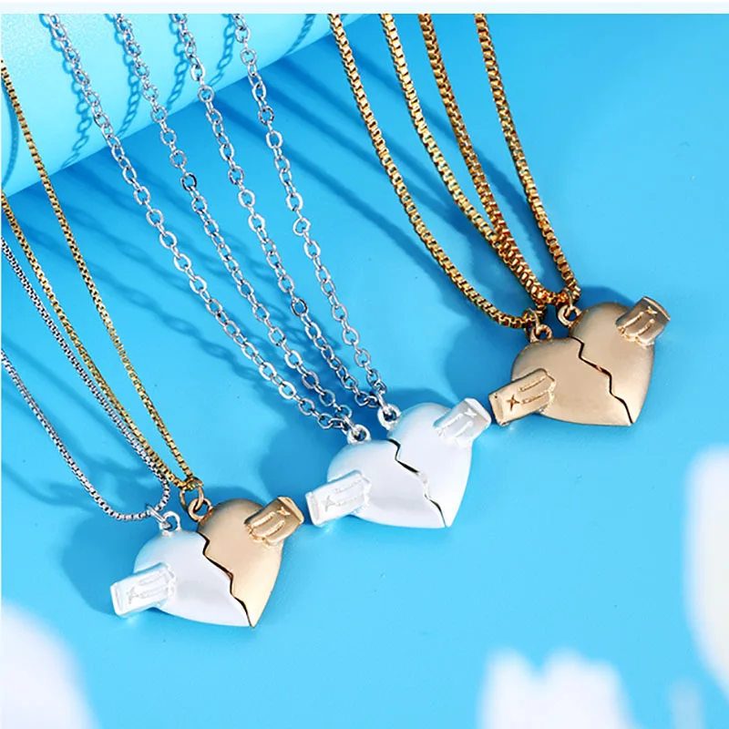 

One Pair Magnetic Couple Necklace For Women Men Attraction Hearts Pendant Necklaces Charm Jewelry Gift For Lover Valentine's Day