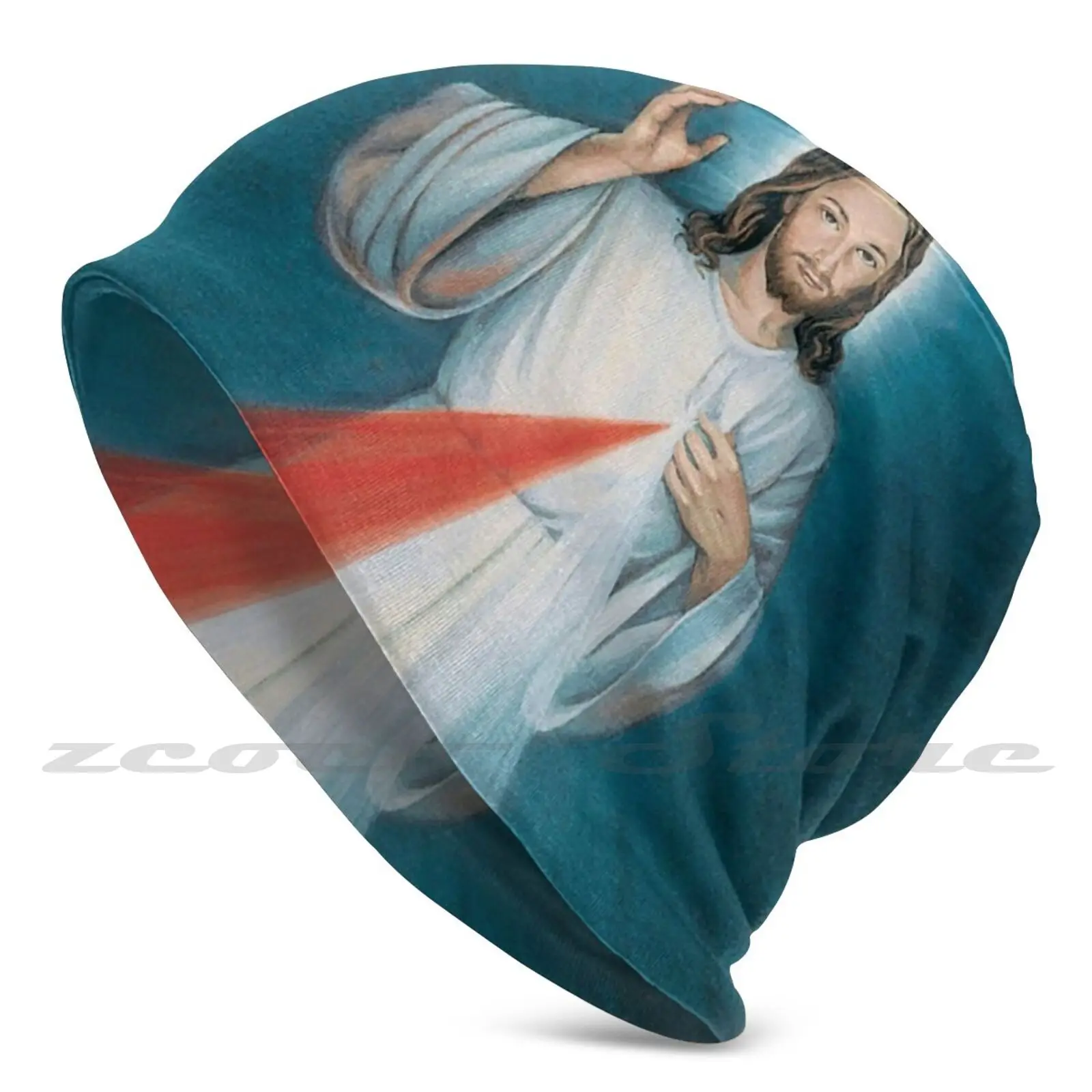 

Вязаные головные уборы с индивидуальным рисунком Бога милосердия, эластичная мягкая шапка, головной убор с изображением бога милосердия, И...