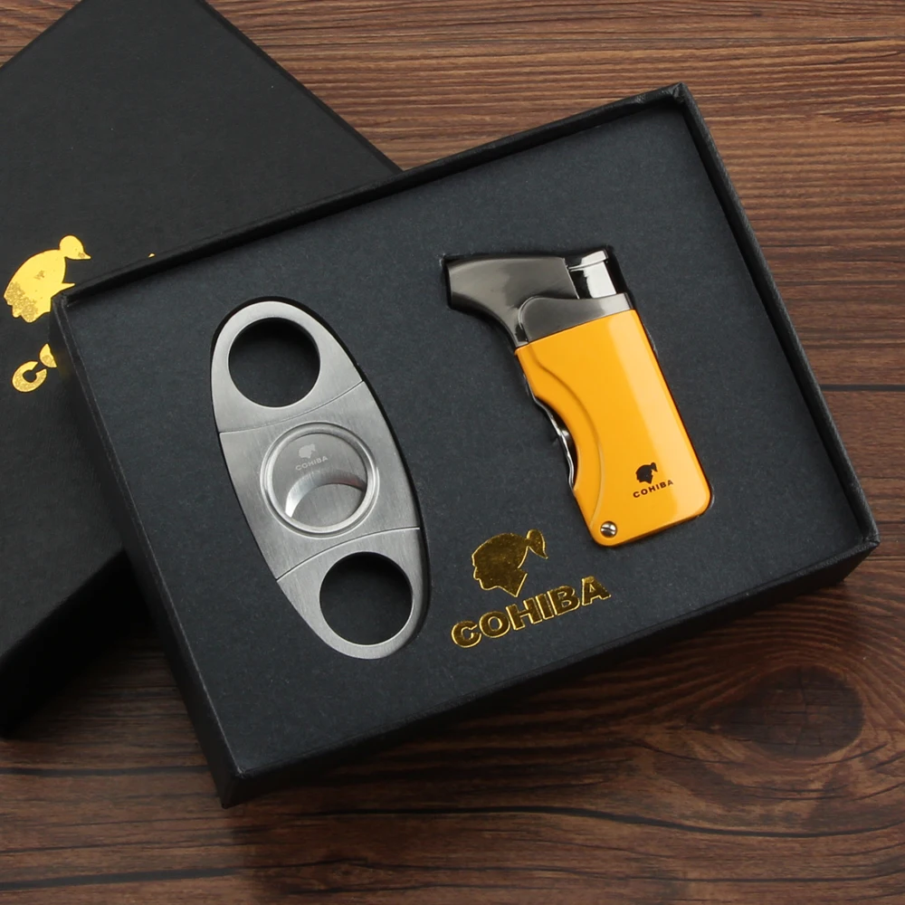 COHIBA зажигалка резак аксессуары набор газовые зажигалки острый сигарный нож набор с подарочной коробкой