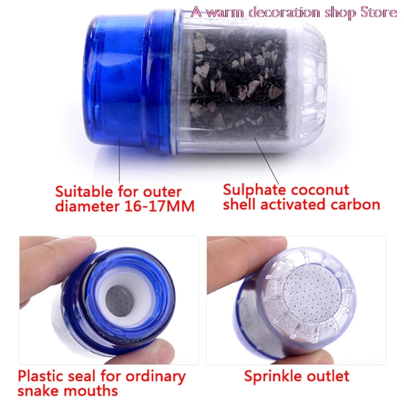 

1Pc Household Kitchen Home Carbon Faucet Mini Tap Water Clean Filter For Water Faucet Outer Diameter Is 16-17mm
