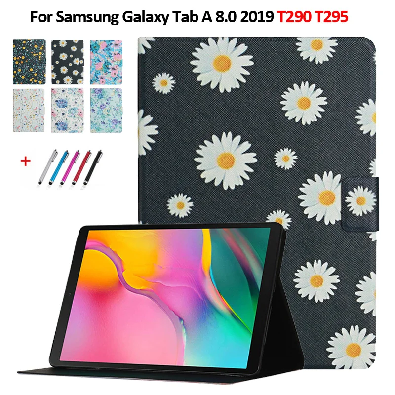 

Чехол для Samsung Galaxy Tab A 2019, чехол 8,0 дюйма, T290, T295, T297, кожаный чехол с цветочным принтом для Samsung Galaxy Tab A 8 2019, чехол