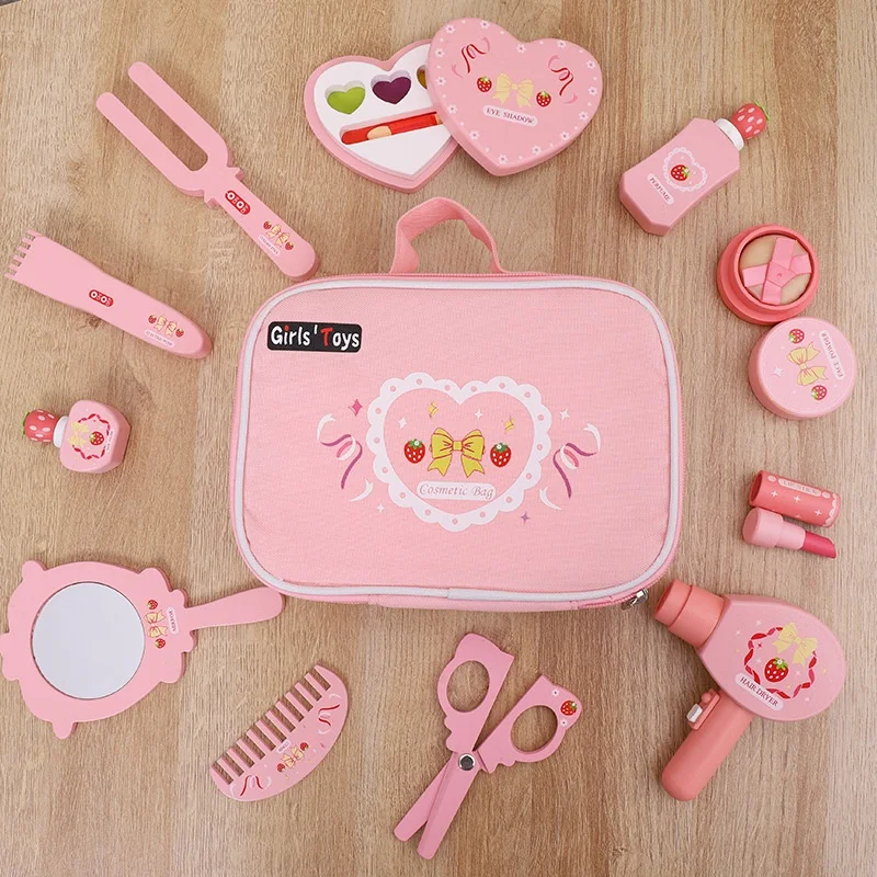 

Деревянный ролевые игры для макияжа Набор для девочек моделирование Красота Аксессуары Детская косметика сумка игрушка макияж роль игровы...