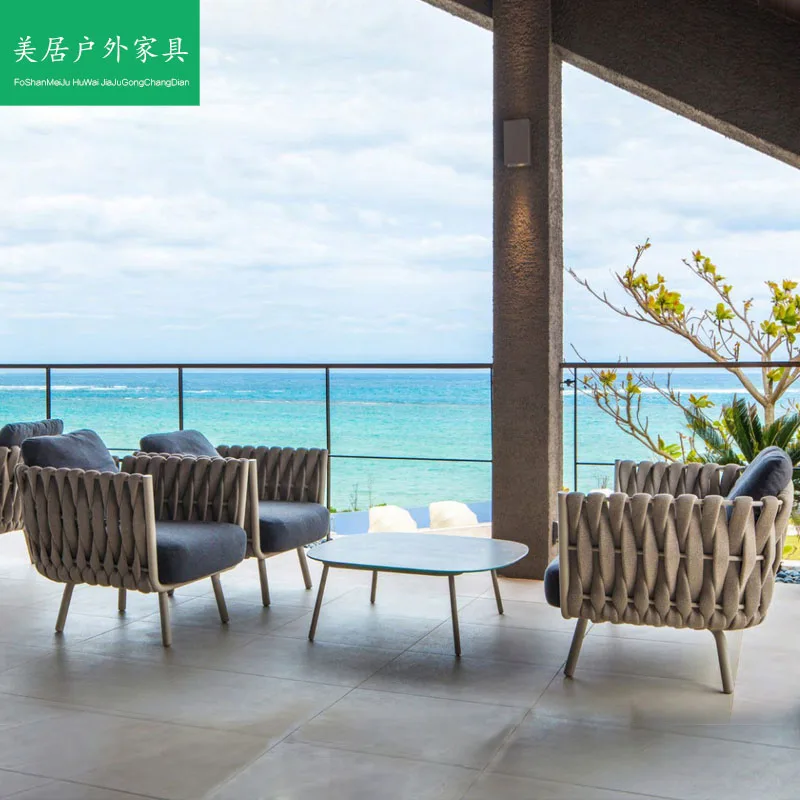 

Nordic outdoor sofa combination living room rattan chair courtyard balcony leisure