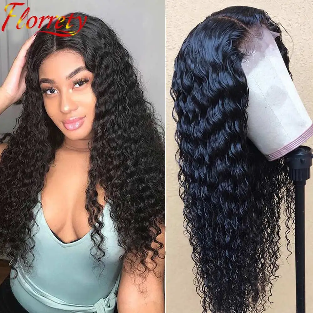 

Deep Wave 13x4 Lace Front Wig Pre Plucked Frontal Malaysia Human Hair Curly Lacefront Wigs Closure 4x4 Deepwave For Black Women