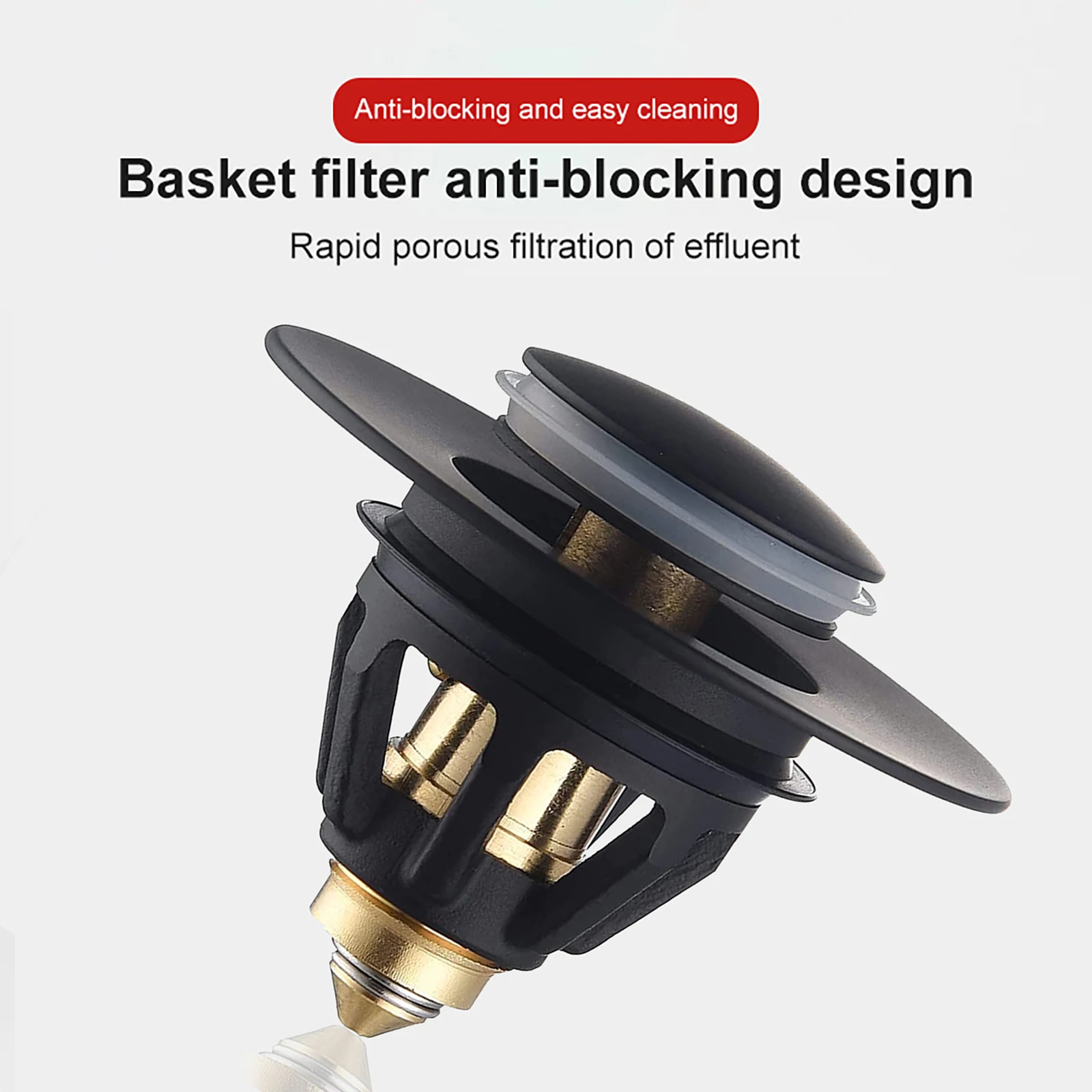 

Stainless Steel Push-in Bathroom Sink Plug Wash Basin Bounce Drain Filter Bathtub Drain Cover Stopper Sink Filter Kitchen Plug