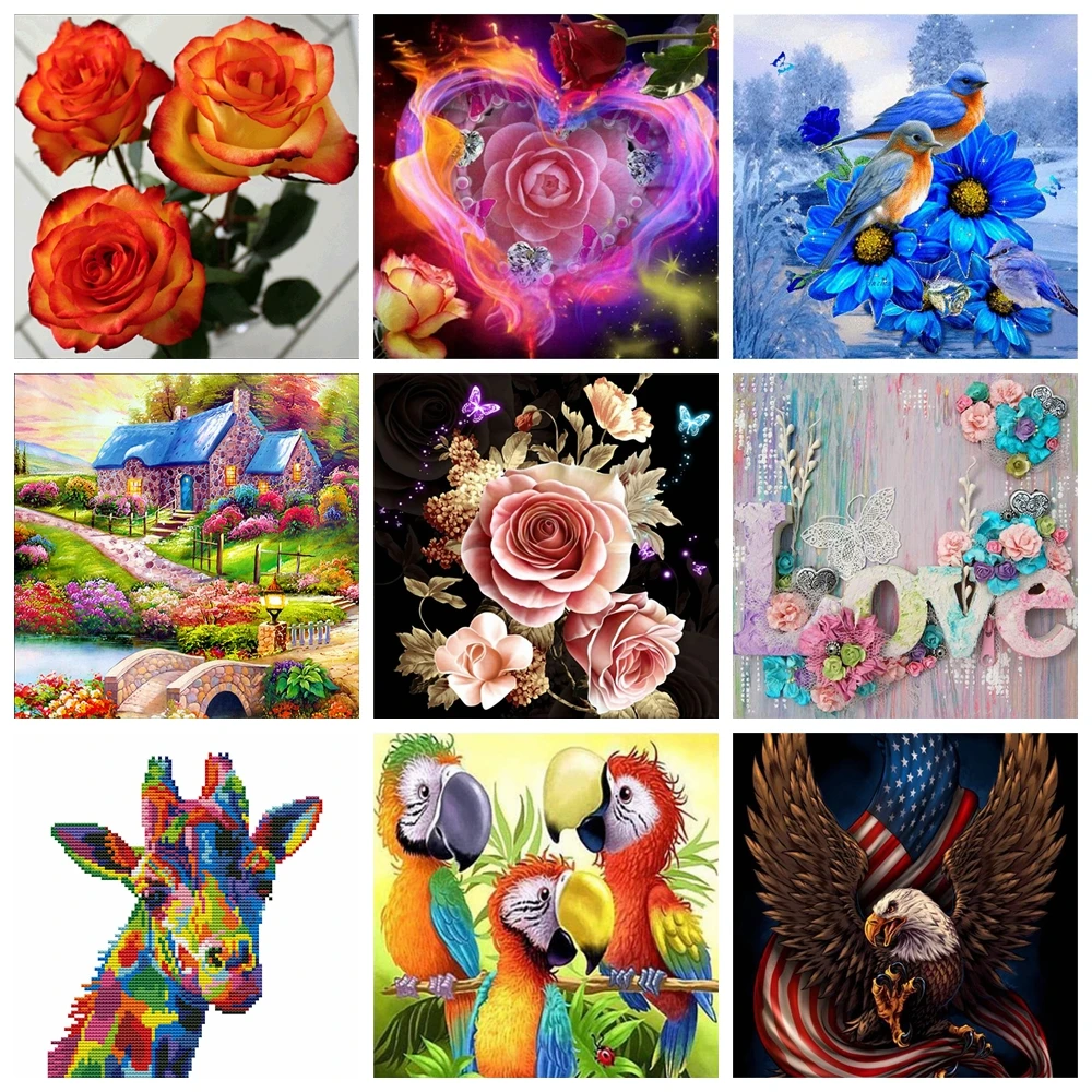 

DIY deer animal Flower pattern Cross Stitch Embroidery Kit Craft Needlework Set Cotton Thread Printed manual Home Decoration gif