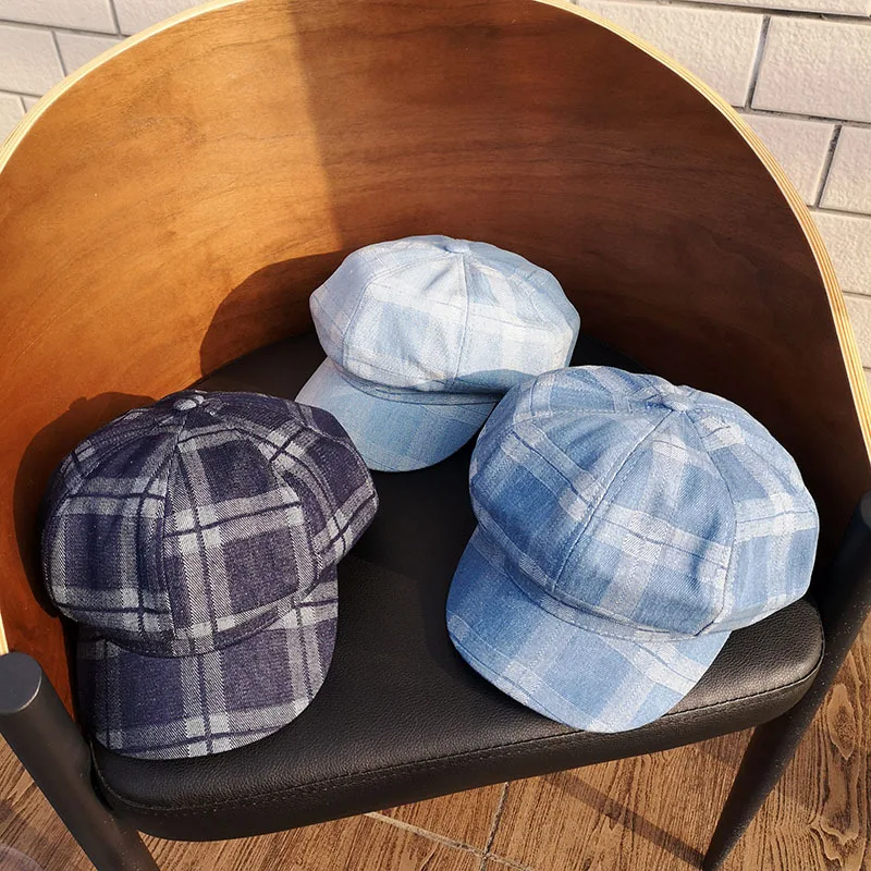 

Новая весенне-летняя восьмиугольная кепка для мужчин и женщин, клетчатый берет, искусственная шляпа