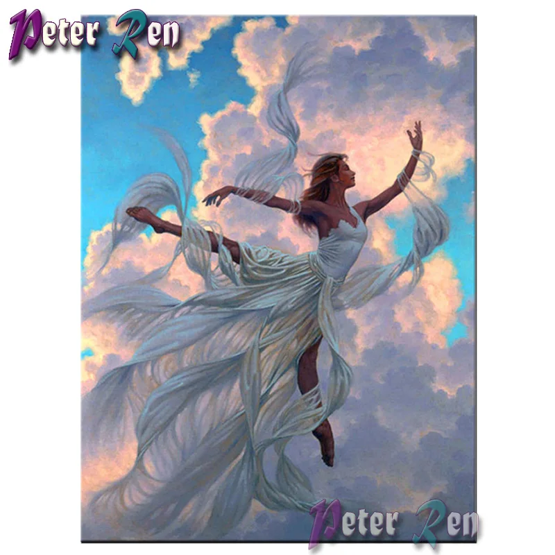 

5d Diamond painting Girl dancing in white dress diy full Square/round Rhinestones cross stitch embroidery girl decoration gift
