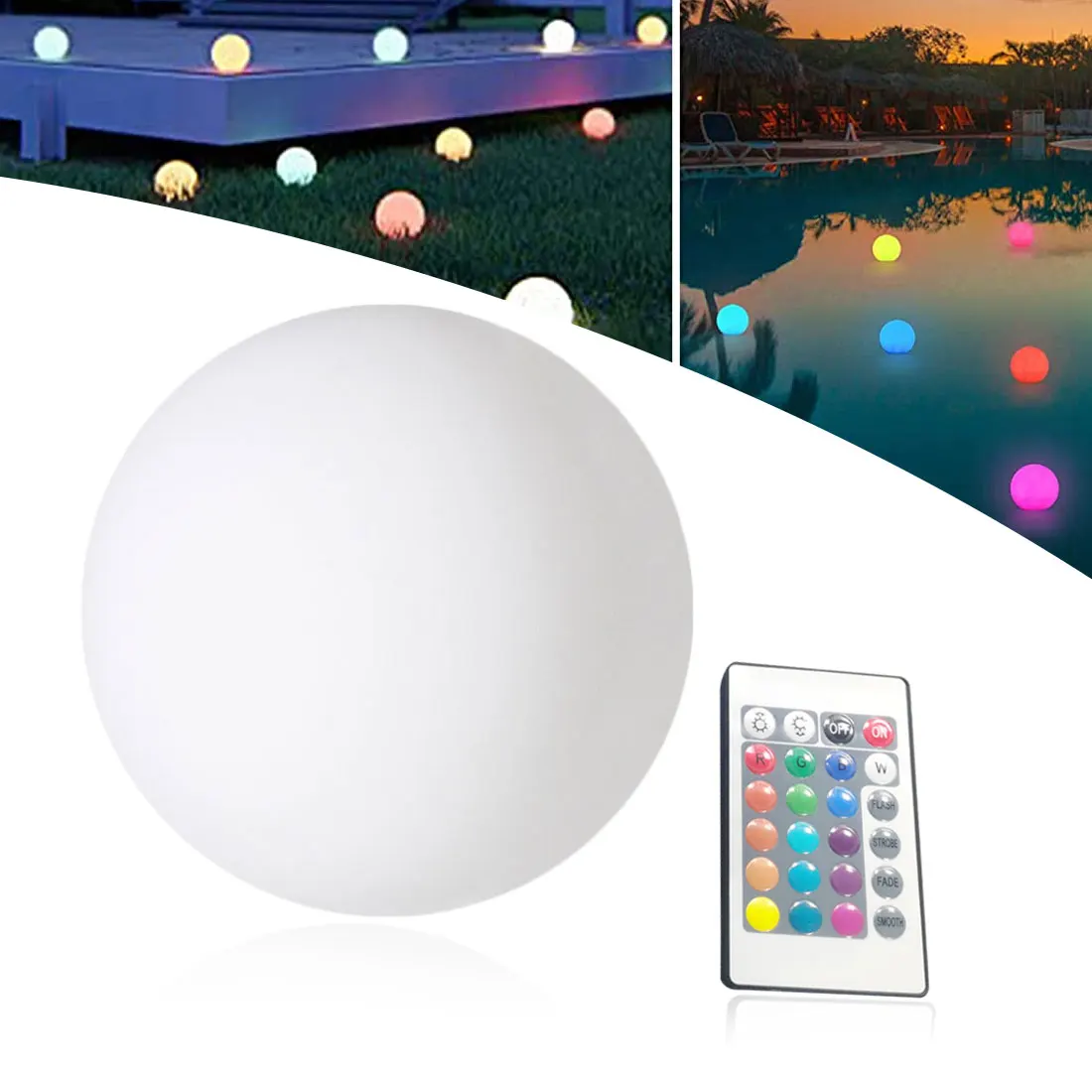 

Garden Pool Light LED Luminous Ball Outdoor Decorative Spherical Lawn Landscape Light Stage Remote Control Colorful Night Light