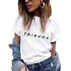Футболка женская с надписью Friends, Повседневная рубашка в стиле Харадзюку, топ для девушек, одежда для отдыха с коротким рукавом, на лето