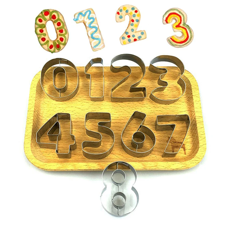 

9 Pcs/Set Large Cutter Moulds Puzzle Numbers 0-9 Arabic Numerals Cute Candy Biscuit Mold Pastry Dessert Cutter DIY Baking Tools