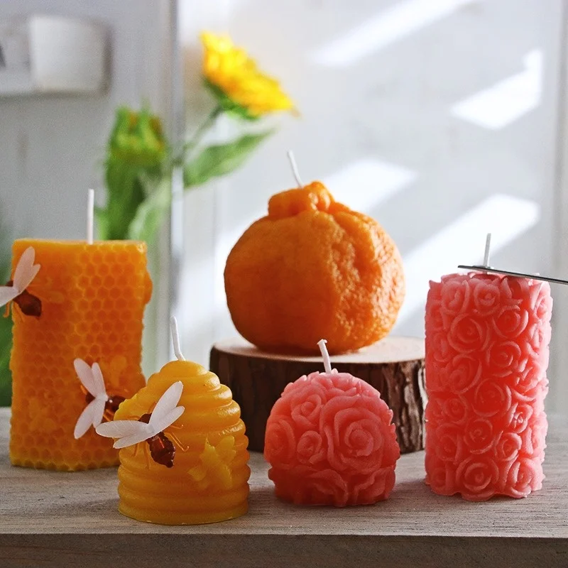 

Orange Honeycomb Candle Silicone Mold Rose Flower Ball Aromatic Plaster Soap Candle CakeMaking Gift Craft Home Decor Supplies