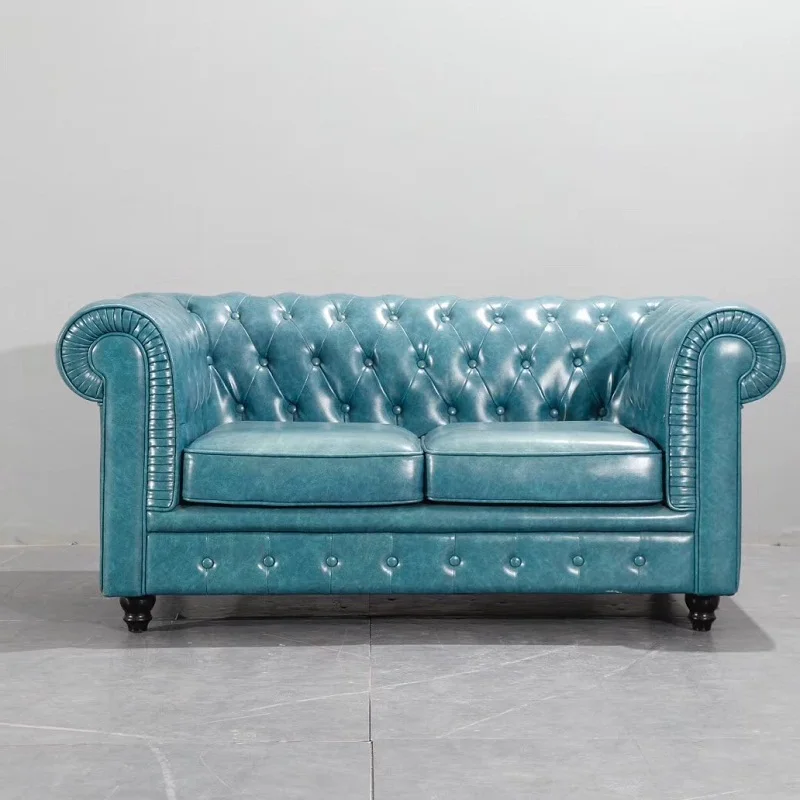 Классические роскошные 2-местный диван Честерфилд кожаный в Гостиная диванов |