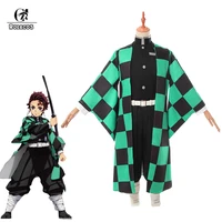 rolecos anime kimetsu no yaiba cosplay costume tanjirou kamado costume demon slayer kimono full of sets for men cosplay costume