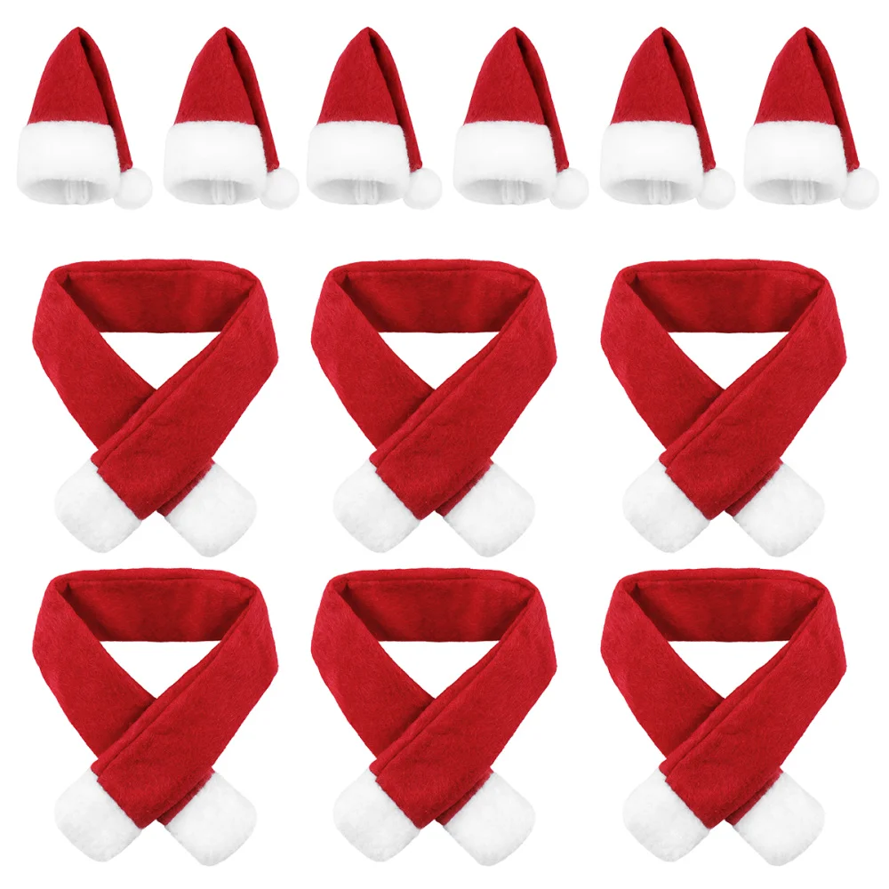 Рождественская шапка и шарф набор крышек для бутылок 6 шт.|Другие инструменты