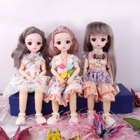 cute fashion bjd doll reborn baby doll 30cm with clothes diy doll best valentines day gift doll round face long hair toy