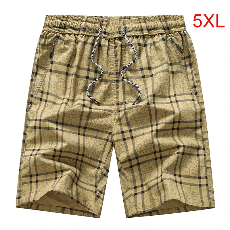 Новинка 2020 клетчатые шорты мужские летние пляжные большого размера с эластичной