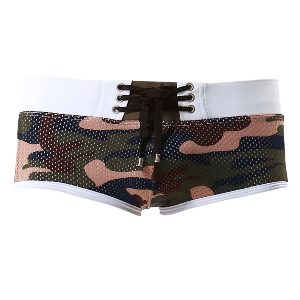 

2019 new men's nylon strap low waist hit color sexy boxer shorts underwear shorts boyshort men's swimsuit 9.16